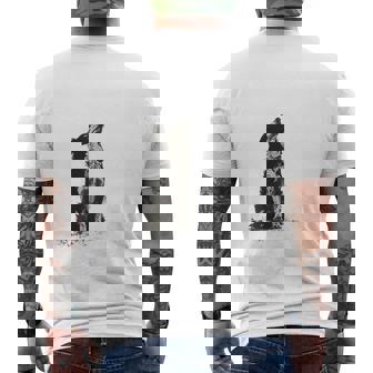 飼い主を見ているボーダーコリー 農場の犬 メンズTシャツ バックプリント - Kawaiitshirt