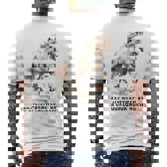 馬の水彩画、乗馬、優雅な高速ランニング馬 メンズTシャツ バックプリント - Kawaiitshirt