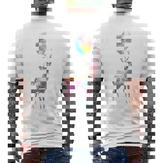 鹿 カラフル モチーフ 抽象 動物 プリント アート 鹿 メンズTシャツ バックプリント - Kawaiitshirt