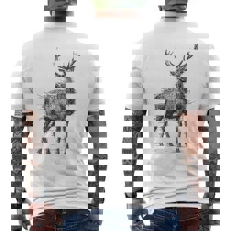 鹿 絵 グラフィック 動物 アート モチーフ 鹿 メンズTシャツ バックプリント - Kawaiitshirt