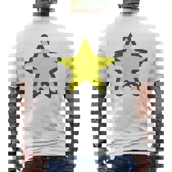 黄色い星と黒のアウトライン メンズTシャツ バックプリント - Kawaiitshirt