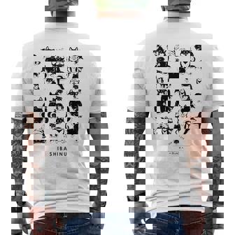 黒柴たくさん かわいい柴犬 柴犬イラスト メンズTシャツ バックプリント - Kawaiitshirt