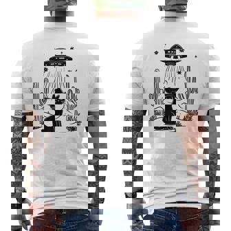 黒猫 カウボーイハット ウェスタン Ufo エイリアン 面白い かわいい メンズTシャツ バックプリント - Kawaiitshirt