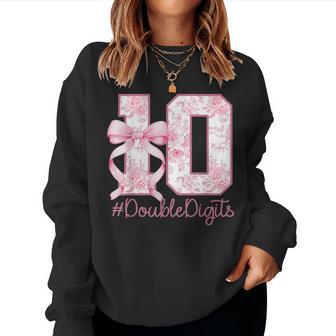 10Th Birthday Girl Pink Coquette Bow 10 Year Old Aesthetic Women Sweatshirt - Thegiftio UK