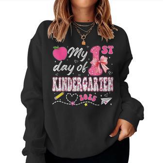 My 1St Day Of Kindergarten 2025 Back To School Girls Teacher Women Sweatshirt - Thegiftio UK