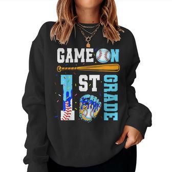 1St Grade Back To School Baseball Drip Ice Cream Game On Women Sweatshirt - Thegiftio UK