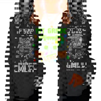 1St Grade Level Complete Graduation Class 2025 Game Pixel Women Sweatshirt - Thegiftio