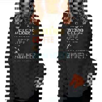 2 Weekends Coffee Swim Meets Swimmer M -Adults Black Small Cotton Polyester Short Sleeve Women Sweatshirt - Thegiftio UK