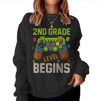 2Nd Grade Level Begins First Day Of Second Grade Gaming Women Sweatshirt - Thegiftio UK