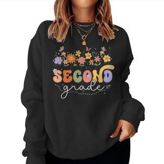 2Nd Second Grade Teacher Wildflower Back To School Floral Women Sweatshirt - Thegiftio UK