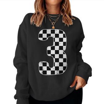 3Rd Birthday 3 Racing Flag Three Year Old Bday Boys Girls Women Sweatshirt - Thegiftio UK