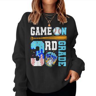 3Rd Grade Back To School Baseball Drip Ice Cream Game On Women Sweatshirt - Thegiftio UK