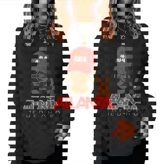404 Atlanta Fo-Oh-Fo Red Hat Black Woman Atl Women Sweatshirt - Thegiftio