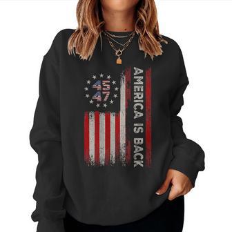 America Is Back Patriotic American Flag On Back Women Sweatshirt - Thegiftio UK