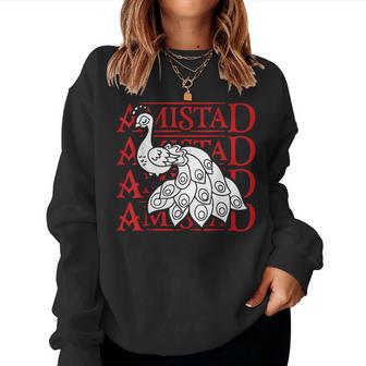 Amistad House Of Friendship Red Retro Groovy Social Amistad Women Sweatshirt - Thegiftio UK