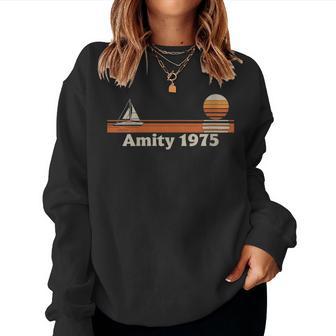 Amity 1975Ela Retro Atardecer Playa Estiloetentas Cuello Sudadera Mujer - Regaloses