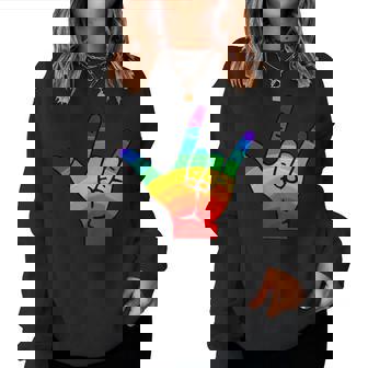 Asl I Love You Langue es Américaine Mainourd Rainbow Men Sweat-shirt pour femme - Cadeauxyz