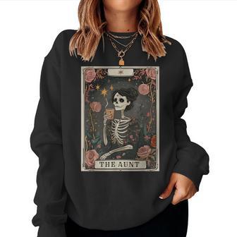 The Aunt Tarot Card Skeleton Aunty Coffee Lover Women Sweatshirt - Thegiftio UK