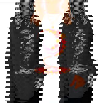 Autumn Leaves Wine Glass Fall Season Lover Women Sweatshirt - Monsterry