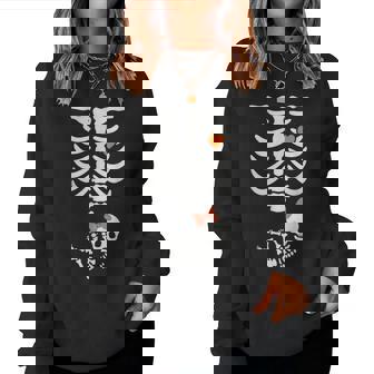 Baby Shower Skeleton Halloween Pregnancy Annoucement Girls Women Sweatshirt | Mazezy