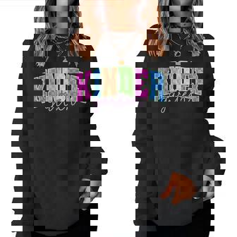 Back To School Neon Checkered Kindergarten Colorful Teacher Women Sweatshirt | Mazezy