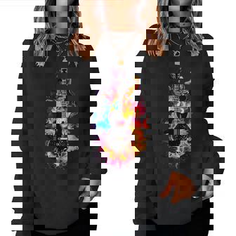 Banda De Guitarra Acústica Diseño De Rock Llamas Coloridas Y Sudadera Mujer - Regaloses