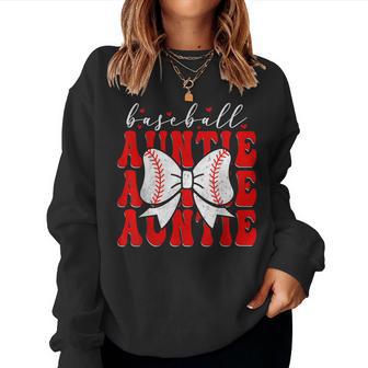 Baseball Auntie Coquette Bow Sport Lover Sister Mother's Day Women Sweatshirt - Monsterry