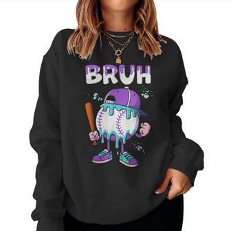 Baseball Ice Cream Drip Youth Bruh Baseball For Girls & Boys Women Sweatshirt - Thegiftio UK