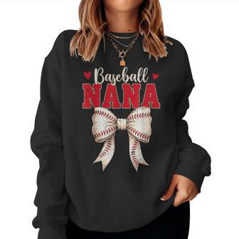 Baseball Nana Coquette Bow Game Day Women Sweatshirt - Thegiftio UK