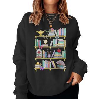 Belle's Bookshelf Book Lover Coquette Reader Girl Women Sweatshirt - Thegiftio UK