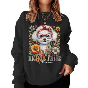 Bichon Frise Mom Dog Lover Mother's Day Retro Floral Women Women Sweatshirt - Thegiftio UK