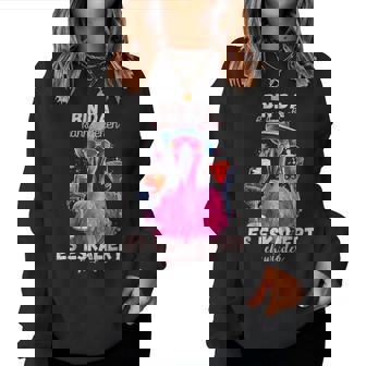 Bin Da Kann Losgehen Und Es Eskaliert Eh Wieder Flamingo Sweatshirt Frauen - Geschenkecke