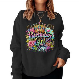 Birthday Girl Crown Floral Fun For Women Women Sweatshirt - Thegiftio UK
