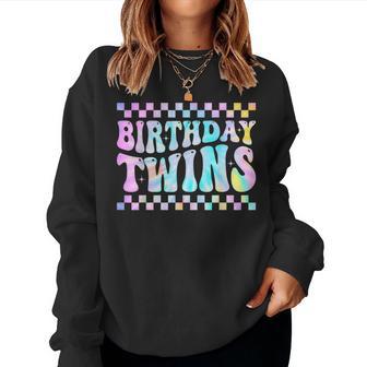 Birthday Twins Retro Matching Twin Birthday Boys Girls Women Sweatshirt - Thegiftio UK