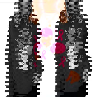 Black African American Fight Breast Cancer Pink Ribbon Women Sweatshirt | Mazezy