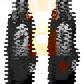 Black Cat Witch Pumpkin Halloween Costume Retro Fall Autumn Women Sweatshirt - Thegiftio