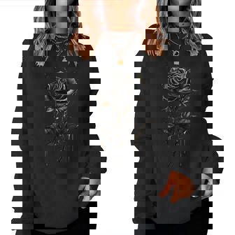 Black Rose Flower Botanist Garden Flower Black Rose Women Sweatshirt - Thegiftio