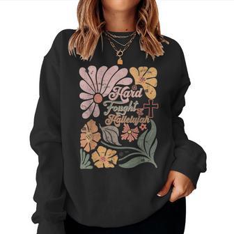 Boho Retro Christian Hard Fought Hallelujah Women Women Sweatshirt - Monsterry