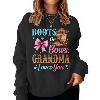 Boots Or Bows Grandma Loves You Gender Reveal Family Women Sweatshirt - Thegiftio UK