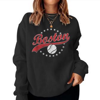 Boston Ma Vintage Sport Red Text Baseball Women Sweatshirt - Thegiftio UK