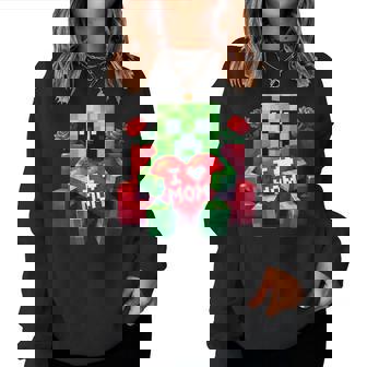 Boy Mom I Love Mom Heart Mother's Day Video Game Pixel Women Sweatshirt - Monsterry