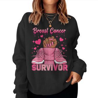 Breast Cancer Awareness Warrior Black Melanin Survivor Women Sweatshirt - Thegiftio UK