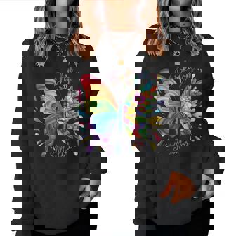 Broken Crayons Still Colors Mental Health Rainbow Butterfly Women Sweatshirt | Mazezy