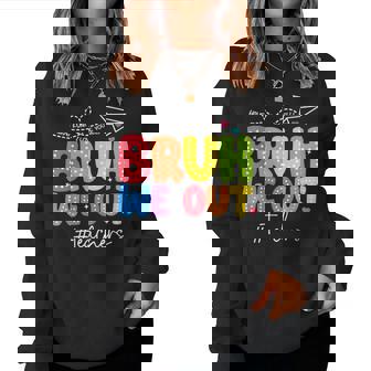 Bruh We Out Teachers Cute End Of School Year Groovy Summer Women Sweatshirt | Mazezy