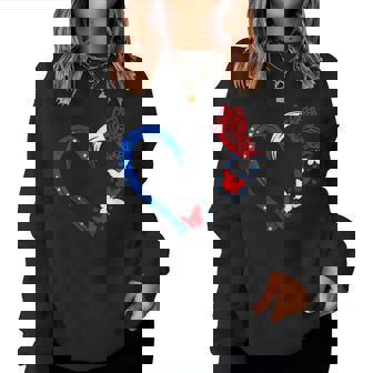 Butterfly Red White Blue Patriotic Usa Flag 4Th Of July Women Sweatshirt - Thegiftio