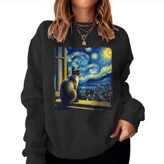 Cat Siamese Cat Starry Night Siamese Women Women Sweatshirt - Thegiftio UK
