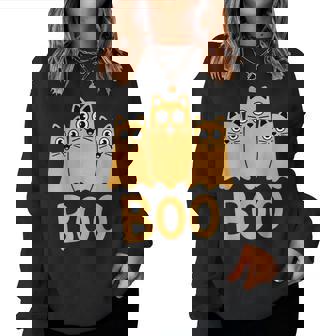 Cat ゴーストブー キュート キティ 猫好き ハロウィン 女性 男性 レディーススウェットシャツ - Kawaiitshirt