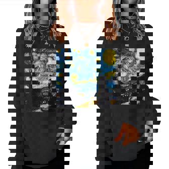 Chat Nuit Étoiléean Gogh Amoureux Des Chats Maman Papa Hommes S Sweat-shirt pour femme - Cadeauxyz