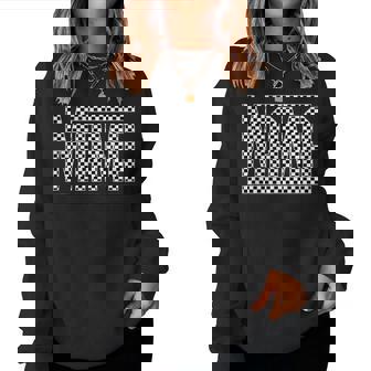 Checkered Mama Black White Checker Print Women Sweatshirt - Thegiftio UK