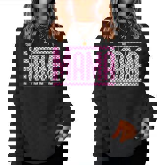 Checkered Mama Pink Checker Print Women Sweatshirt - Monsterry